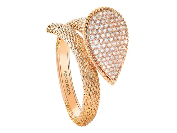 Boucheron - Serpent Bohème ring mounted on yellow gold with diamonds