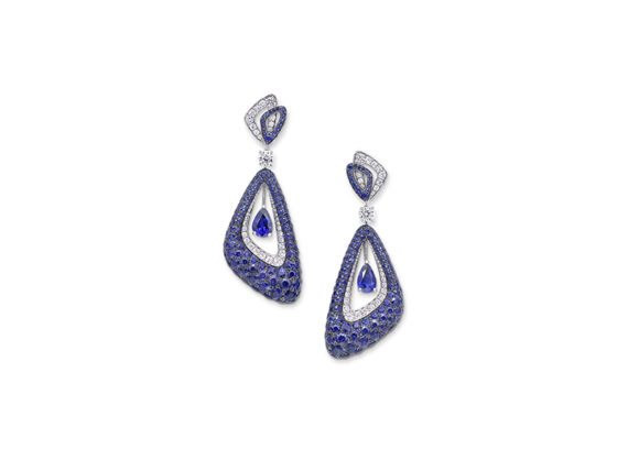 Graff Luna earrings set with diamonds and sapphires