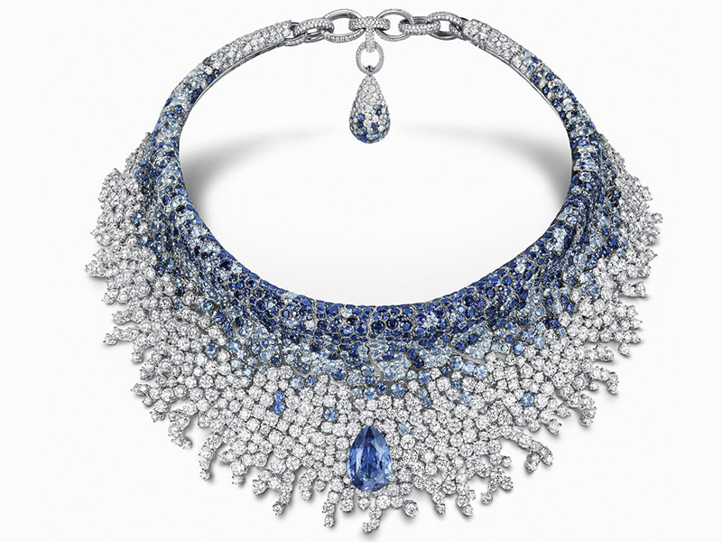 De Grisogono Opera collection - high jewelry necklace set with diamonds and sapphires