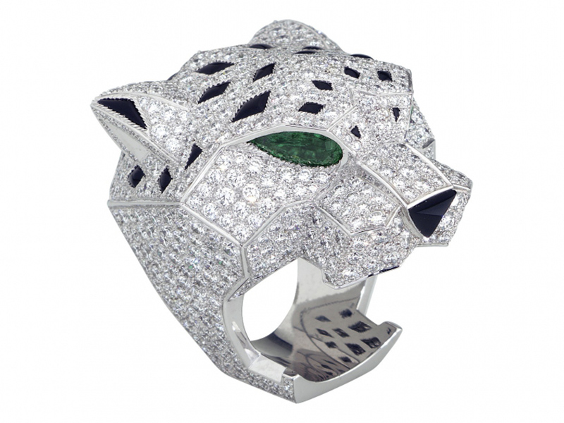 Cartier Panthère de Cartier ring mounted on white gold with emeralds, onyx and diamonds