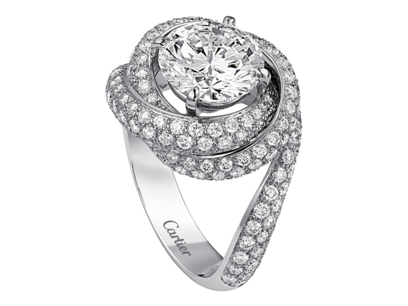 Cartier Trinity ruban mounted on platinum and diamonds