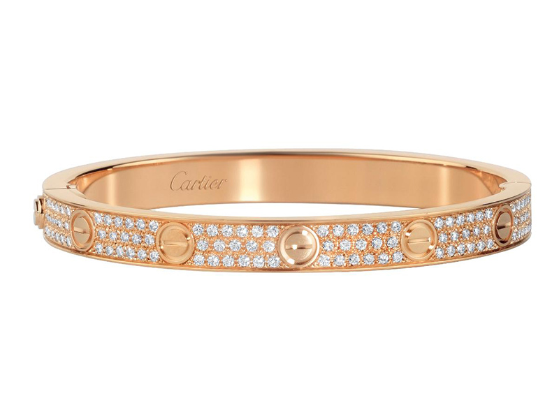 Cartier Love Bracelet, diamond-paved mounted on rose gold