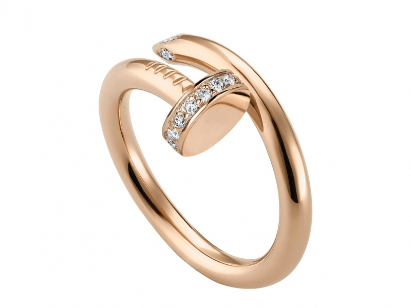 Cartier Just un Clou ring mounted on rose gold with diamonds