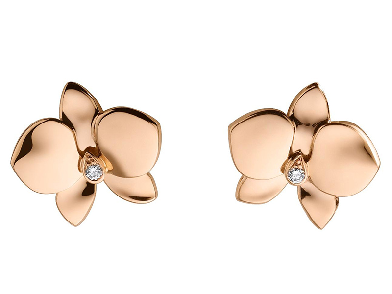 Cartier Caresse d'orchidées earrings mounted on rose gold with diamonds