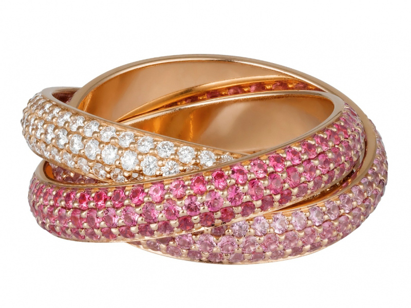 Cartier Trinity de Cartier ring mounted on rose gold with sapphires and diamonds