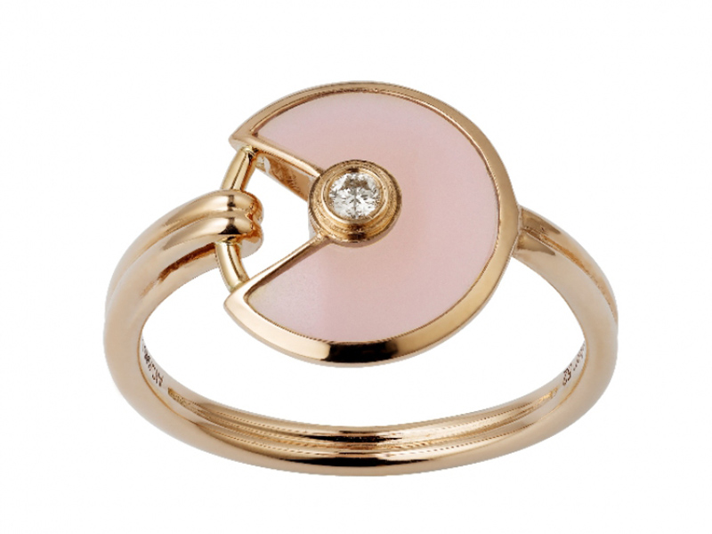 Cartier Amulette de Cartier ring mounted on pink gold with pink opal and diamond