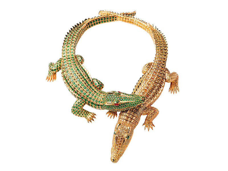 Cartier Crocodile necklace with diamonds and emeralds