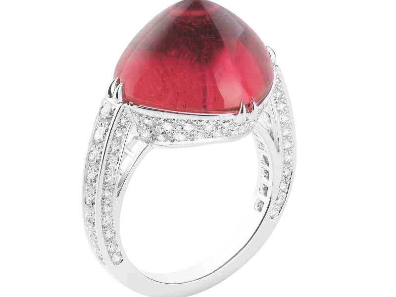 Boucheron Bleu de Jodhpur Collection - Joy Ring with a Rubellite cabochon