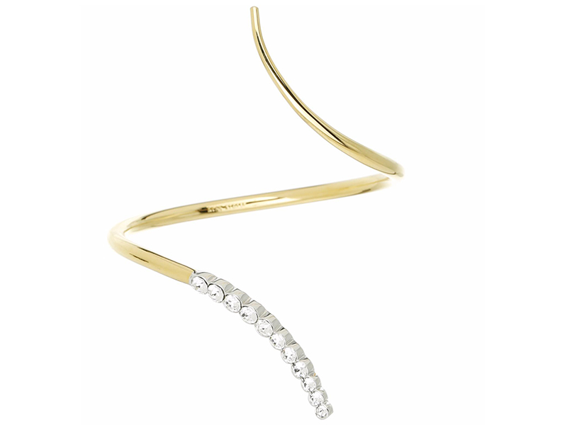 Yellow Gold Plated Open Split arm cuff with Rhodium and Swarovski Crystal single tip split cuff ryan storer