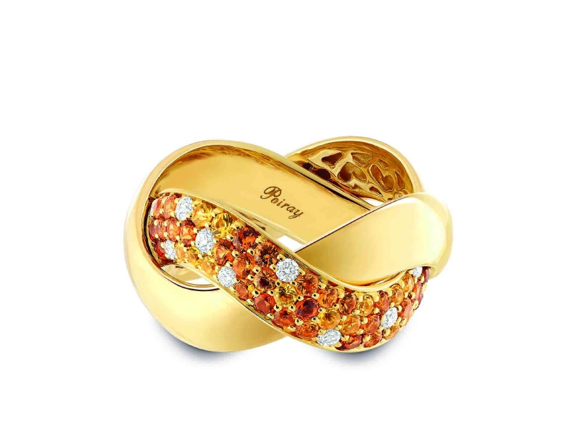 Yellow Gold with diamonds, orange mandarin garnets, spessartites and yellow sapphire stones: ~ 4'590 Euros