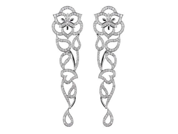 Vanessa Martinelli Arabian Nights Long earrings white gold white diamonds