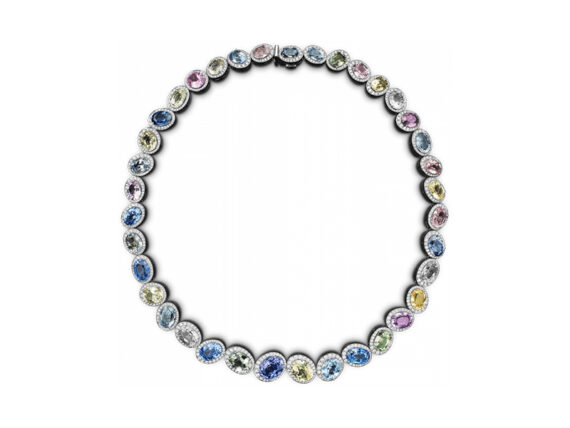 Bucherer - Pastello necklace mounted on grey gold with sapphires