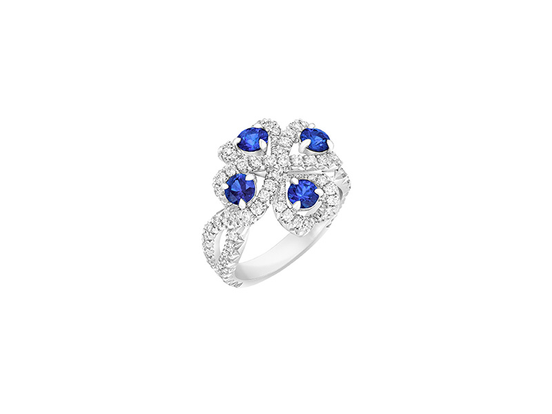 Fabergé - Imperial quadrille blue sapphire ring with blue sapphires and white diamonds