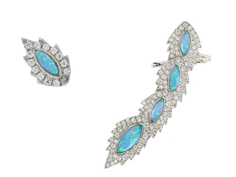 Aaron Jah Stone Phoenix Earrings - set on white gold with black opal and diamonds