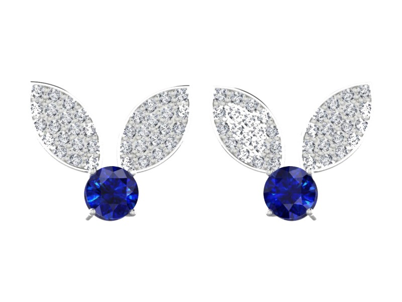Edendiam Bunny earrings mounted on white gold with sapphire and diamonds