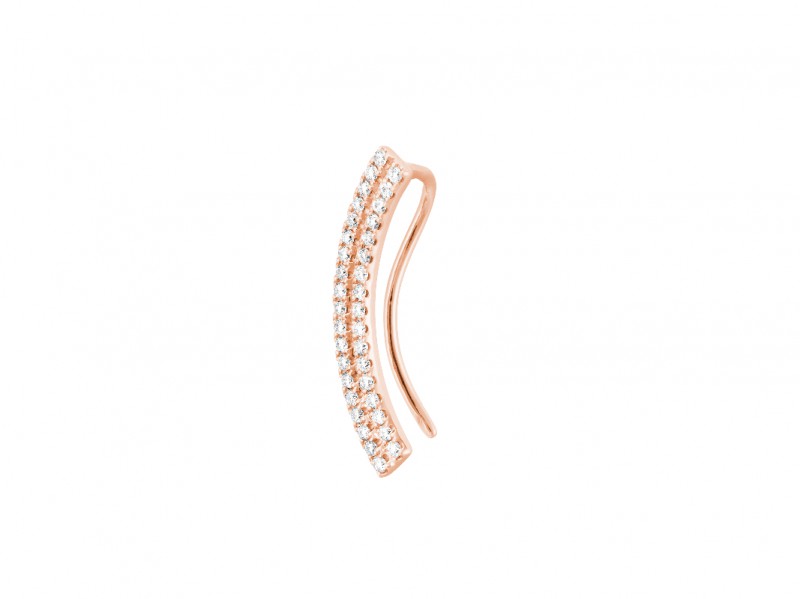 Ofée Ear Jacket mounted on rose gold with white diamonds