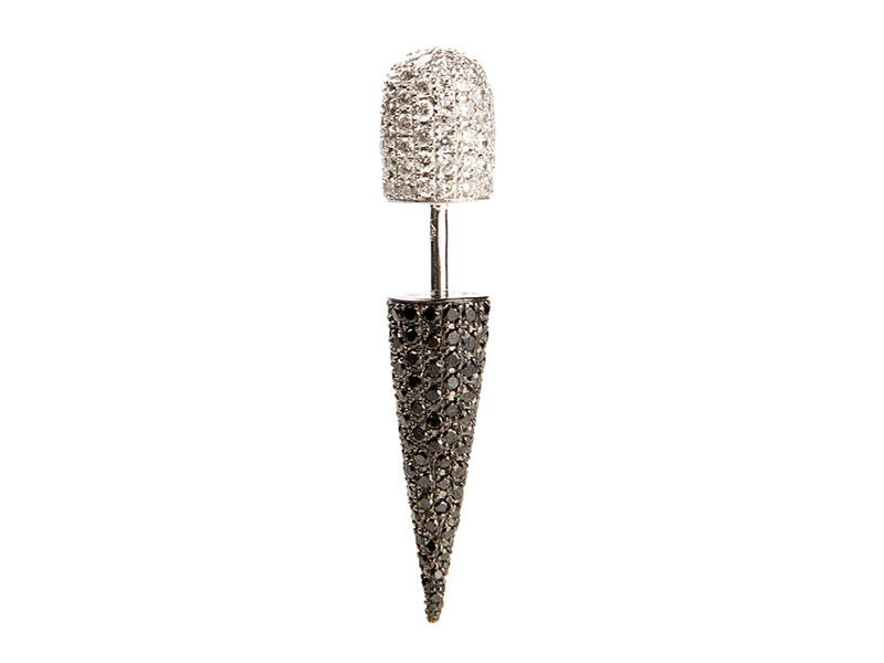 Pristine Small Cone mounted on with gold and pared with black and white diamonds