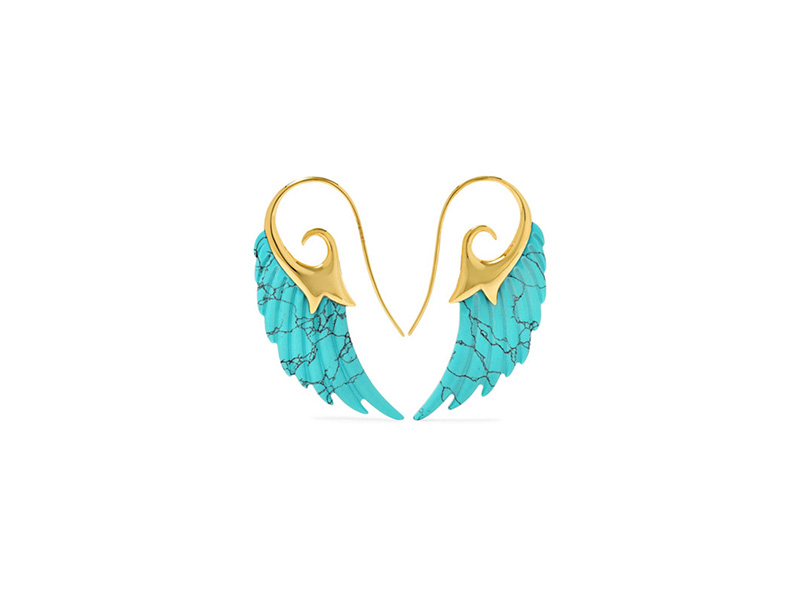 Noor Fares Wing gold turquoise earrings