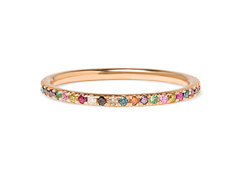 Ileana Makri Tread ring mounted on rose gold wit multistone ~ 949 Euros