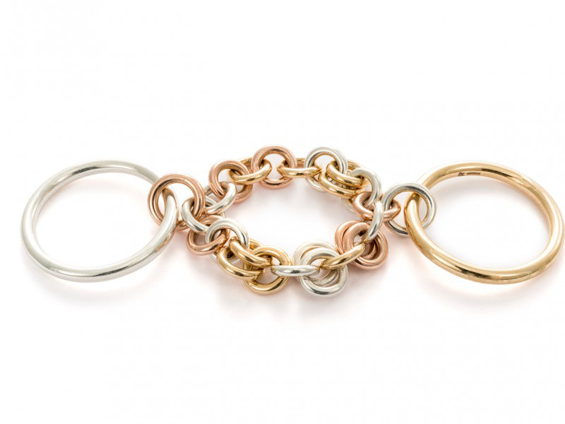 Spinelli Kilcollin From Catena collection - Indus MX ring mounted on yellow gold, rose gold and silver