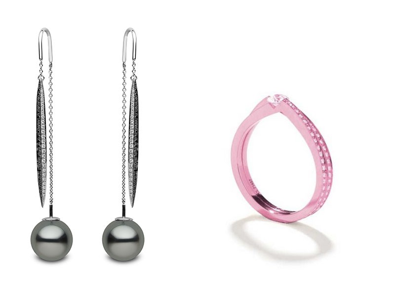 Yoko London & Repossi earrings ring pink black pearls diamonds