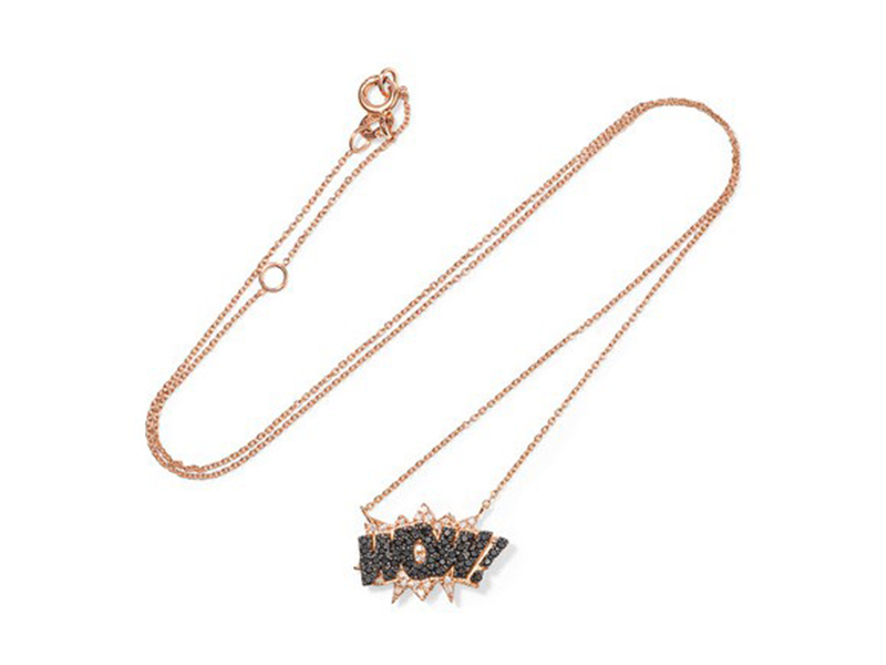 Diane Kordas Wow Pop Art pendant necklace mounted on rose gold