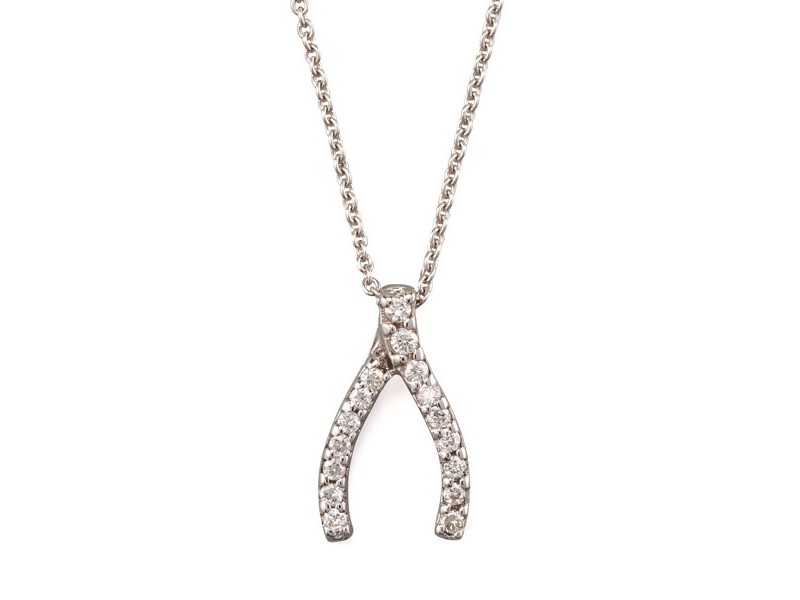 Roberto Coin Pave wishbone necklace mounted on white gold ~ 841 CHF