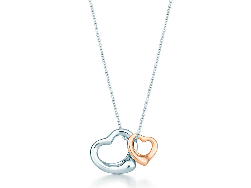 Tiffany & Co. - Open Heart pendant mounted on sterling silver and 18K rose gold