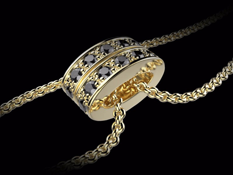 Victor Houplain Lien bracelet mounted on yellow gold with black diamonds