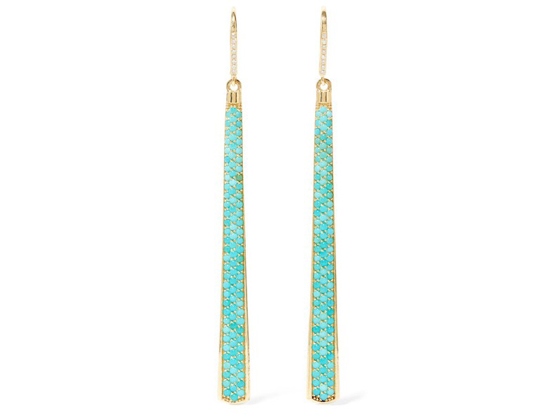 Jennifer Meyer - Boucles d'oreilles en or jaune et turquoise 