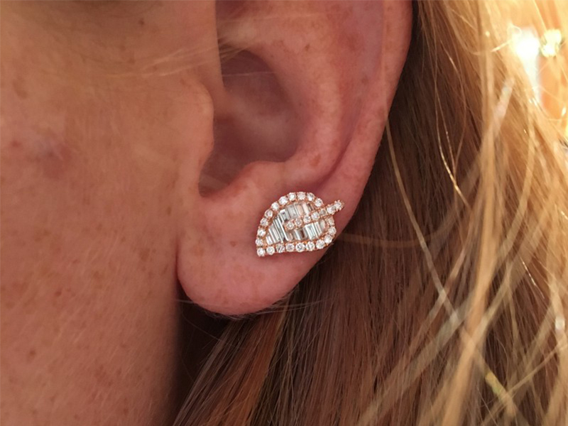 Anita Ko Medium leaf studs mounted on rose gold