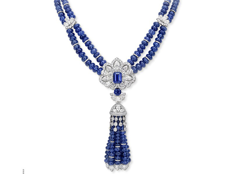 sapphire bead necklace tassel graff