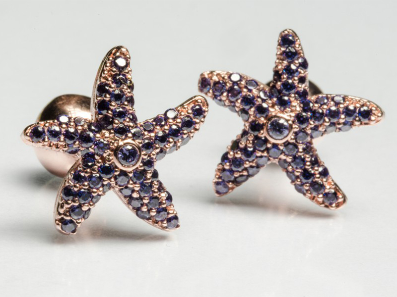 Begüm Khan Sea star - 24k rose gold plated with purple gems