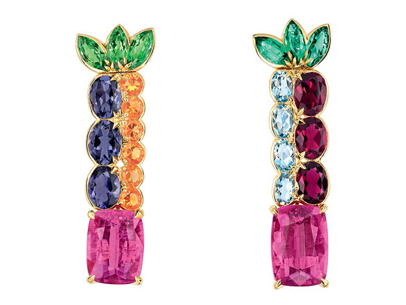 Dior From Granville Collection - Multicolor earrings mounted on yellow gold with pink tourmaline