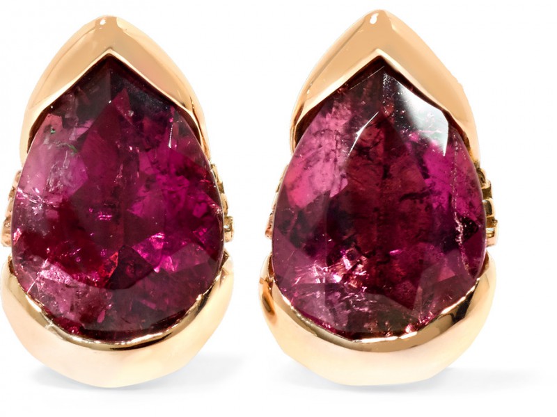 Fernando Jorge Earrings mounted on rose gold with diamonds and tourmaline bloom