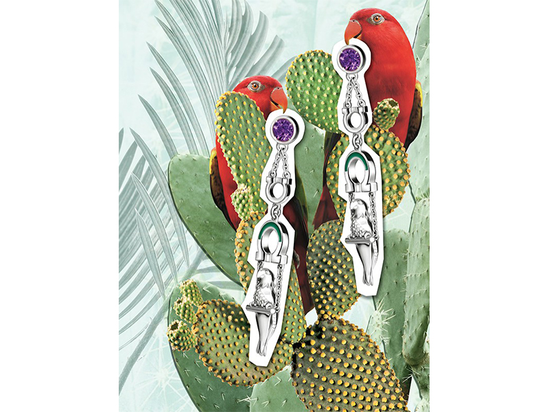 Daniela Villegas x Salvatore Ferragamo earrings birds