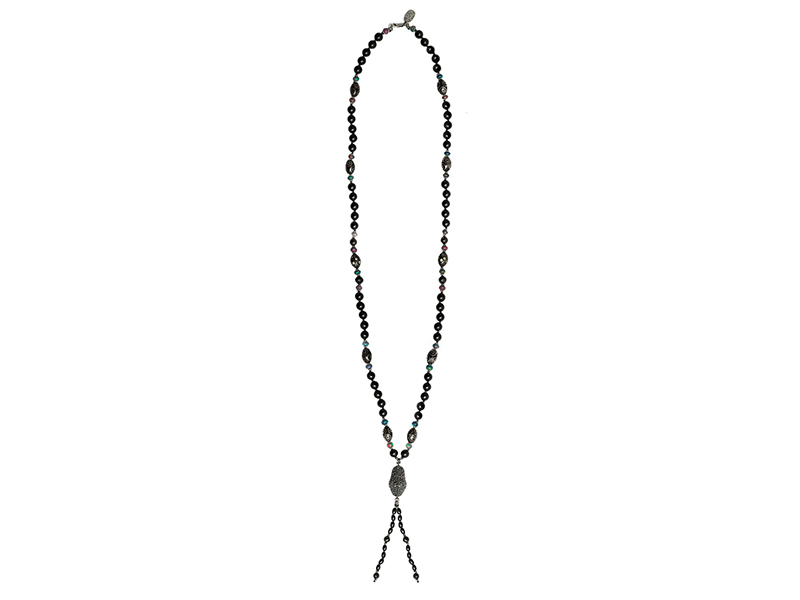 Aaron Jah Stone Aaro Stingray necklace with black tourmaline, diamonds and opal