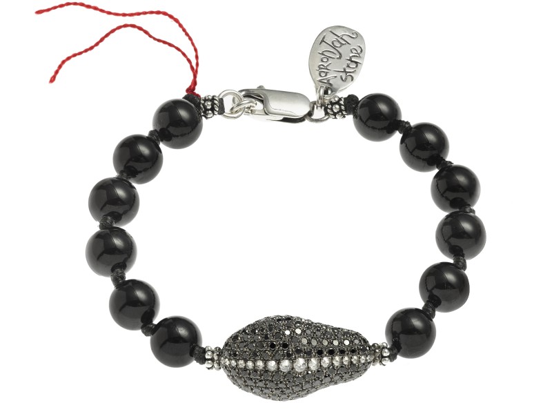 Aaron Jah Stone Stingray bracelet set on silver with black diamonds and black tourmaline