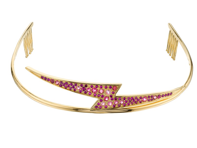Amber Sakai Lightning tiara mounted on 16kt gold