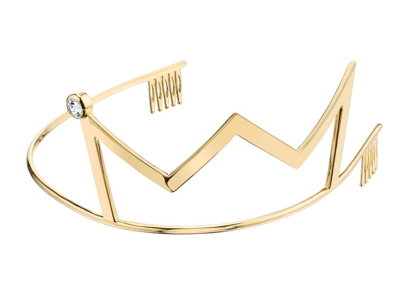 Amber Sakai Tilt crown tiara mounted on 16kt gold