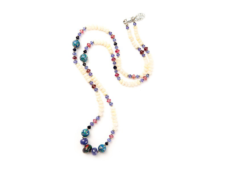 Aaron Jah Stone Ezana necklace mounted on silver with opal and tanzanite ~ 3'200 Euros