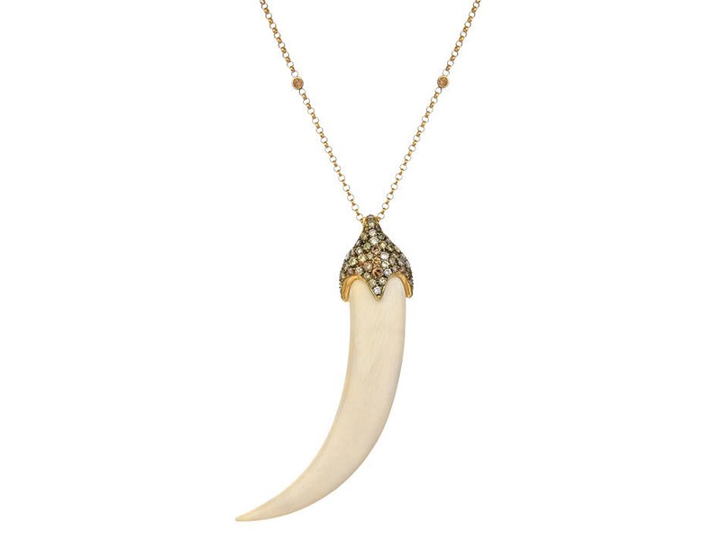 Kimberly McDonald The Anteloper - Mammoth tusk pendant with brown diamonds