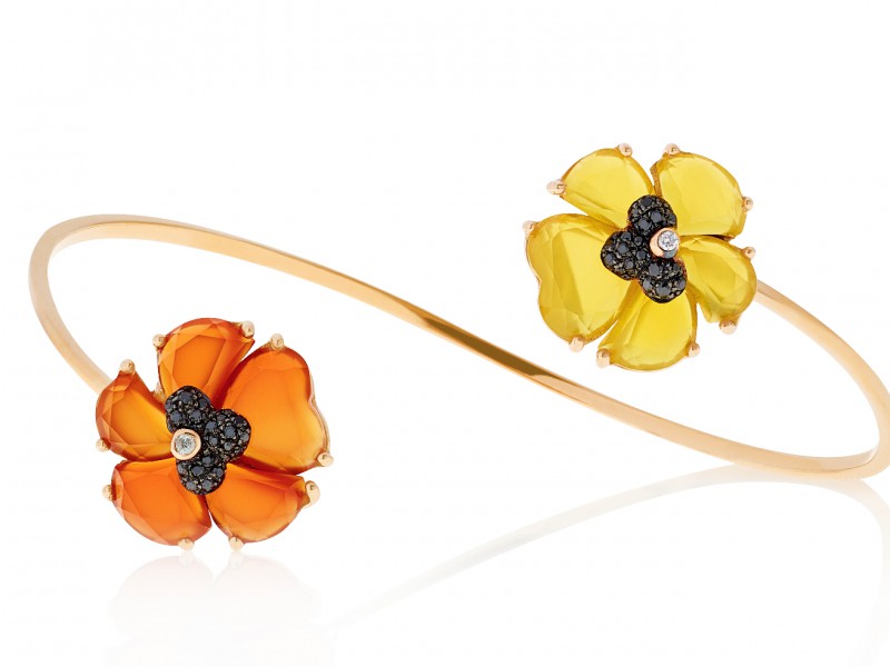 Christina Debs Wonderland Collection - Open Bangle with orange and yellow Agathe - CHF 2'510.-