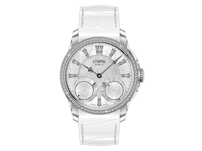 Czapek Quai des Bergues Lady set on white gold set with a mechanical mouvement. Also available on red gold.
