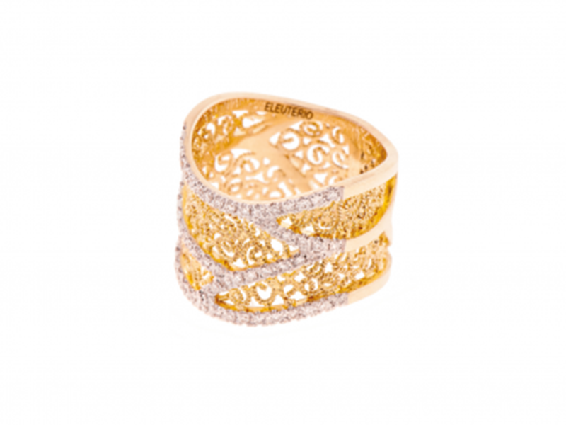 Eleuterio Ring heritage mounted on yellow gold with 57 diamonds, CHF 2'780
