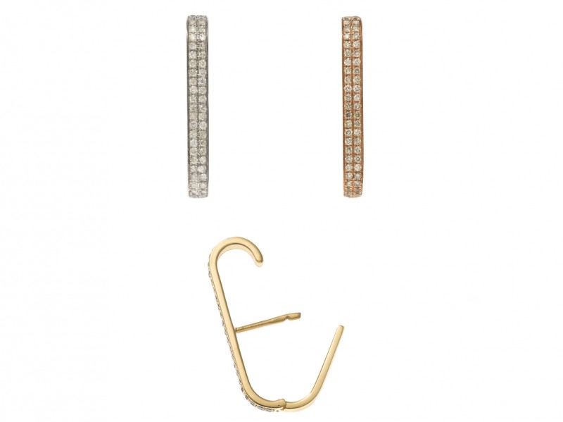 Elise Dray Bondage Earring set on gold with diamonds