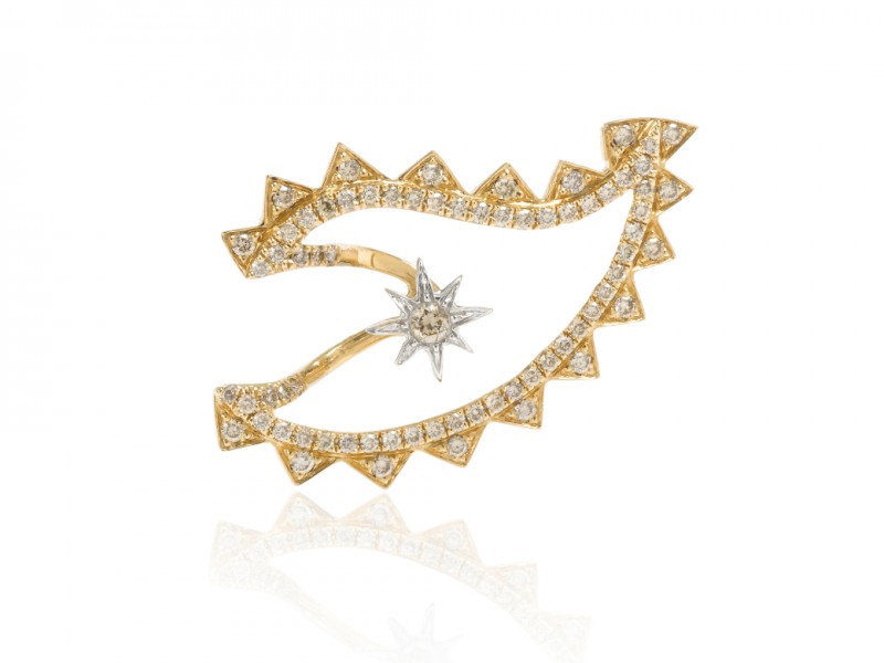 Elise Dray Eye Earring - Set on yellow gold with diamonds