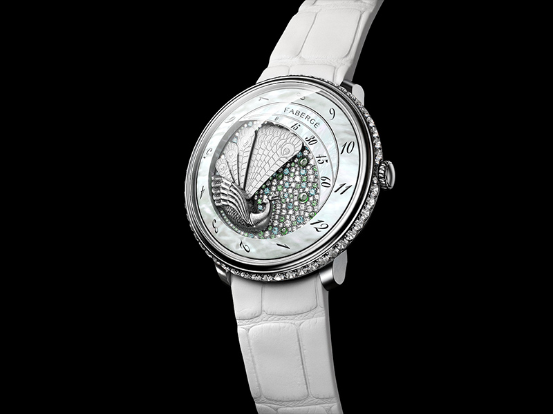 Lady Compliquée Peacock watch black white diamonds