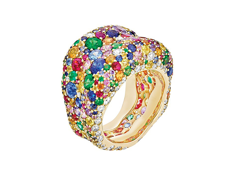 Fabergé Emotion collection - Multicoloured Ring mounted on yellow gold