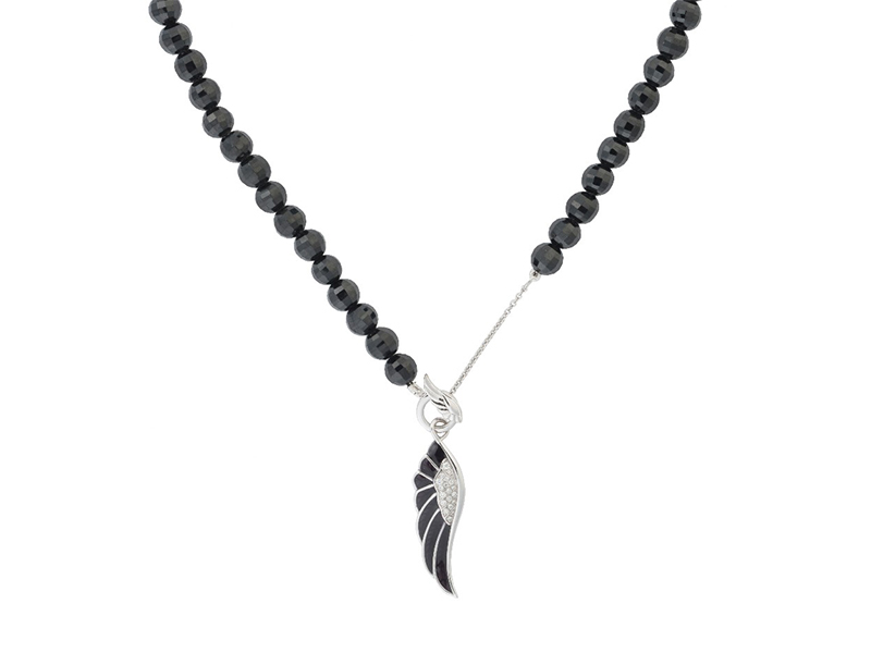 Garrard From Wings Reflection, a white gold necklace set with white diamonds and enamel